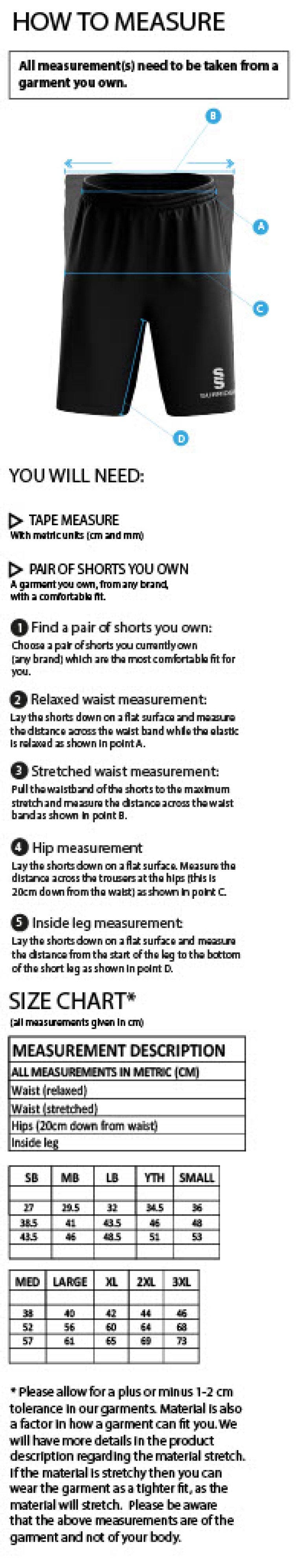 Nutbrook CC - Women's Ripstop Pocketed Shorts - Size Guide