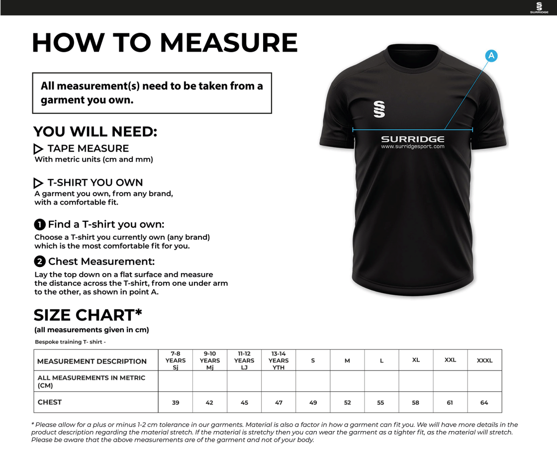 Nutbrook CC - Impact T-Shirt - Men's - Size Guide