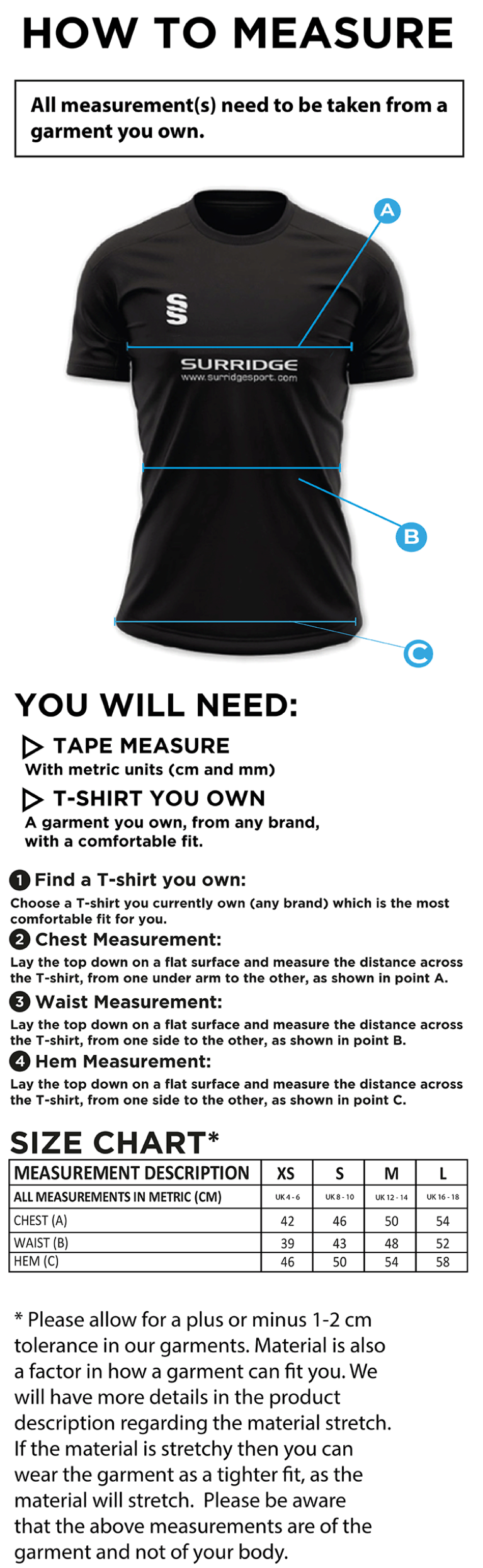 Nutbrook CC - Women's Dual Solid Colour Polo - Size Guide