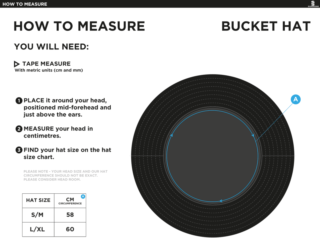 NUTBROOK CC Dual Bucket Hat - Navy - Size Guide